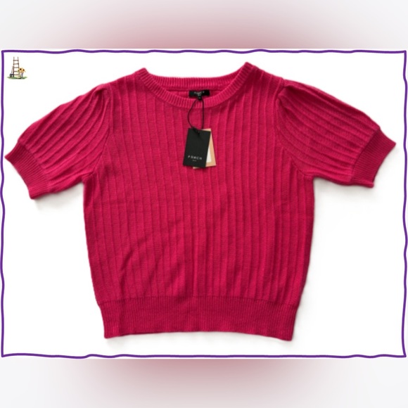 FRNCH Sweaters - NWT-FRNCH Paris Ribbed Short Sleeve Sweater Top in Pink